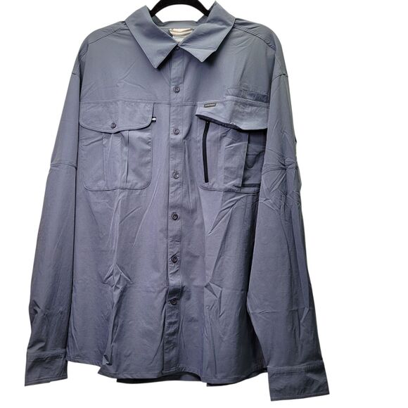 Northyard Men Button Front Shirt Blue Long Sleeve Vented Fishing Hiking X-Large - Picture 1 of 12